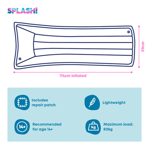 Inflatable Water Lounger Mat - Pink